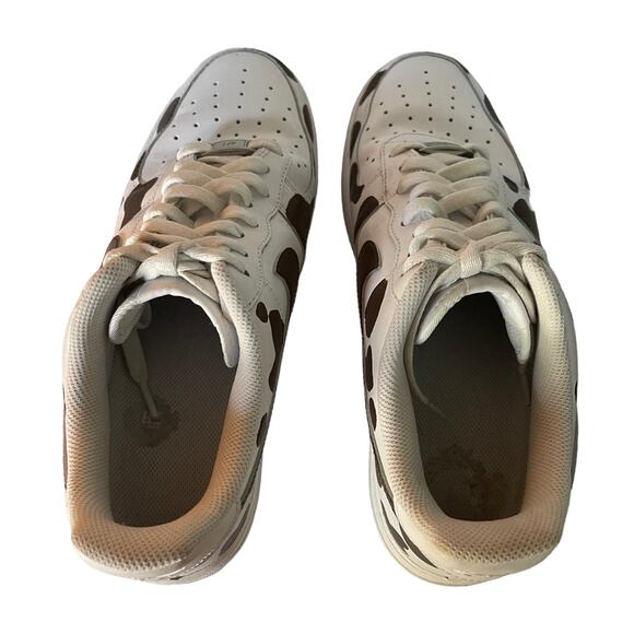 Nike Air Force 1 White Animal Print Custom Paint Sneakers Size 10 CW2288-111 main image 4